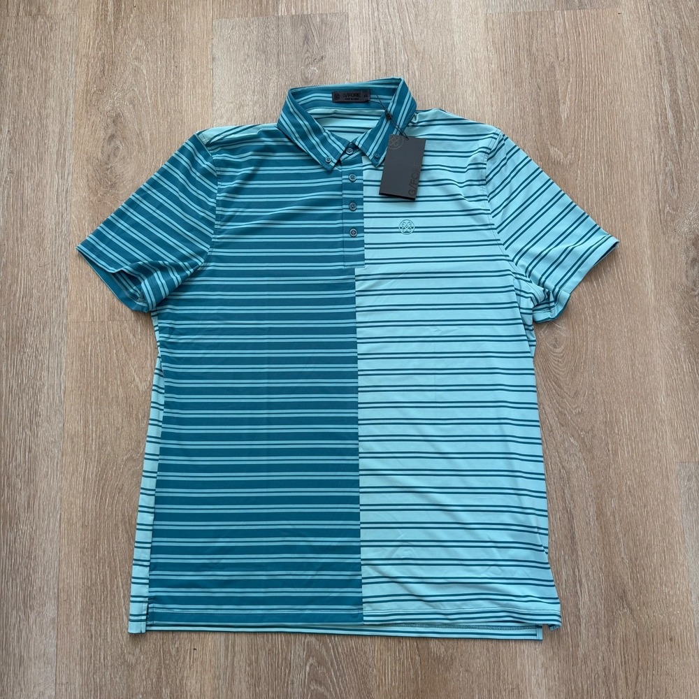 G/Fore Mens Golf Split Stripe Contrast Tech Polo Blue‎ Size XL NWT $120